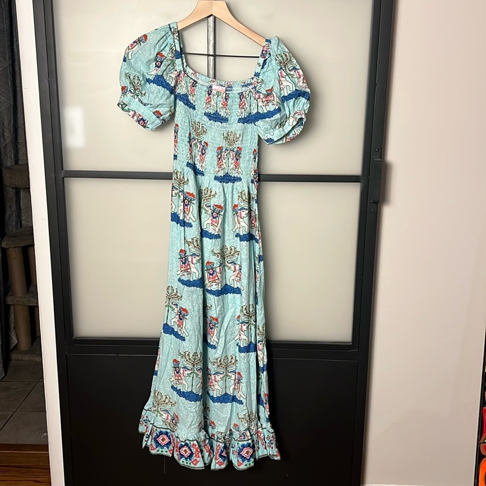 Mary Marshmallow Poppy Dress | Twin Elephants | Blue Size XS